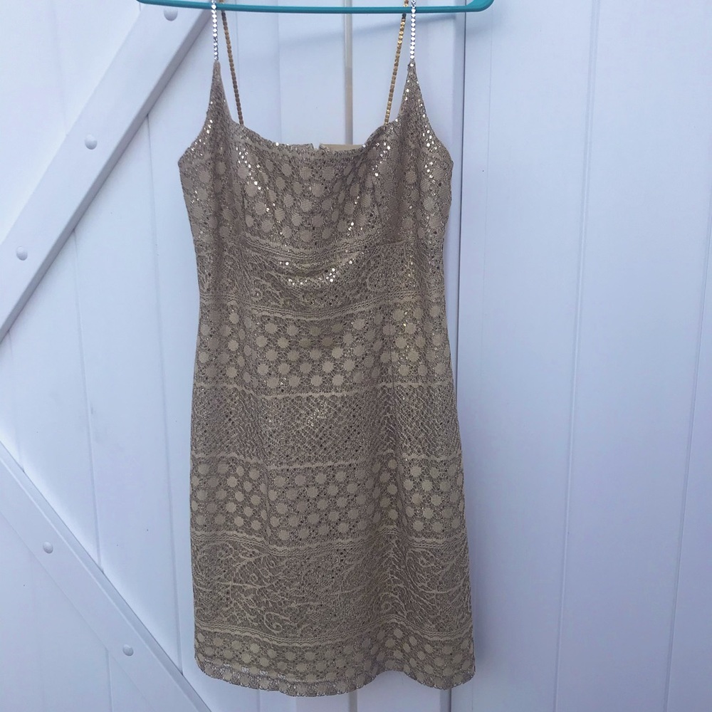 VINTAGE 1990s Gold Cocktail Dress